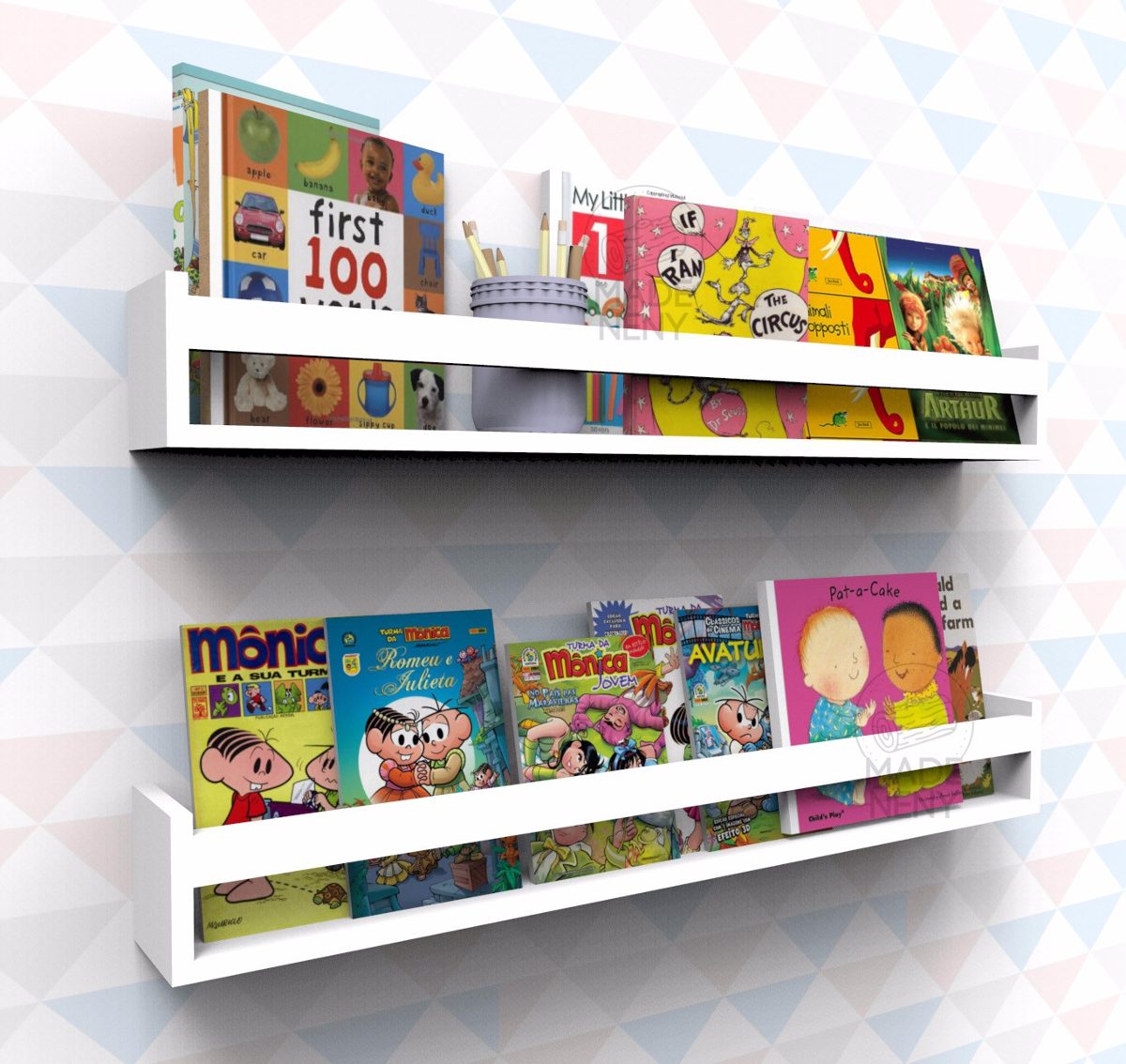 Download Prateleira Nicho Livros Infantil Quarto 90cm 3 Peças - R ...