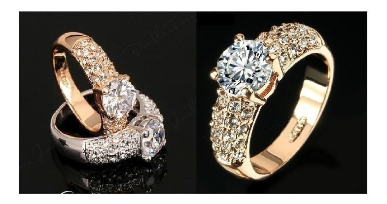 Hermoso anillo de diamantes en Platino /& ROSE oro sobre plata esterlina