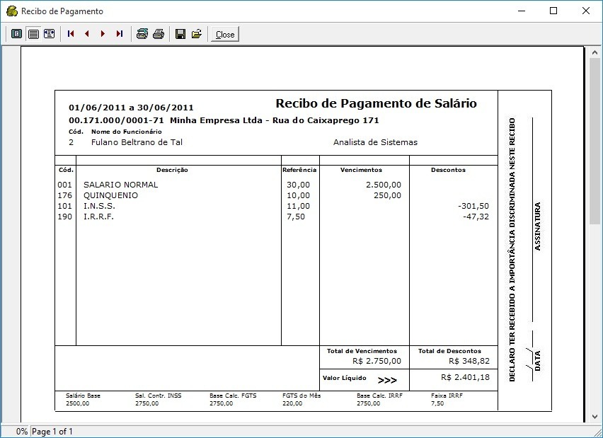 Programa P Imprimir Recibo De Pagamento De Salárioholerite R 1786