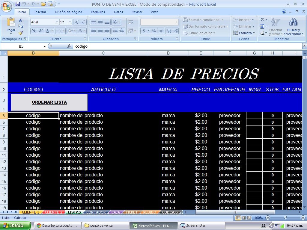 Punto De Venta En Excel Punto De Venta En Excel