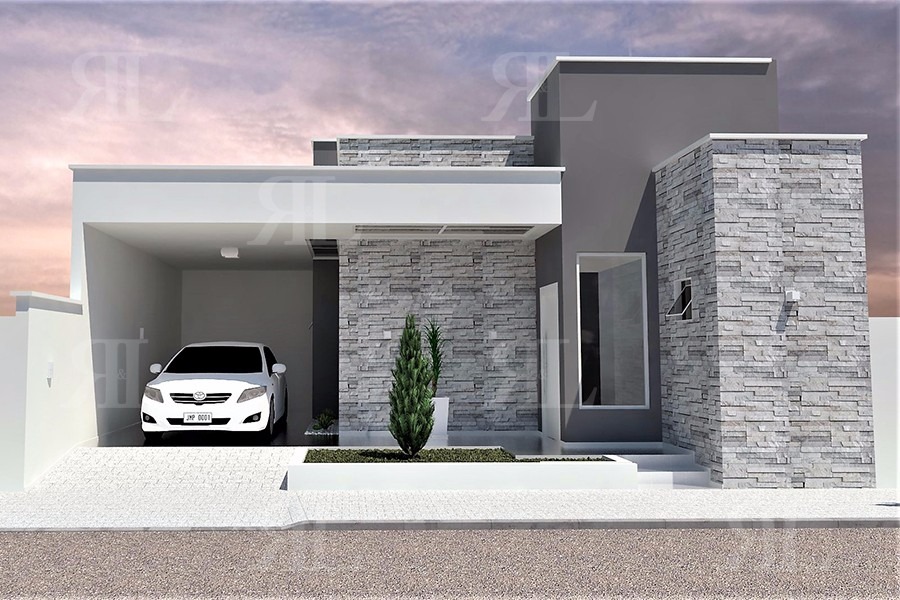 Projeto Casa Térrea Moderna 2q - Planta Completa - R$ 595,00 em Mercado