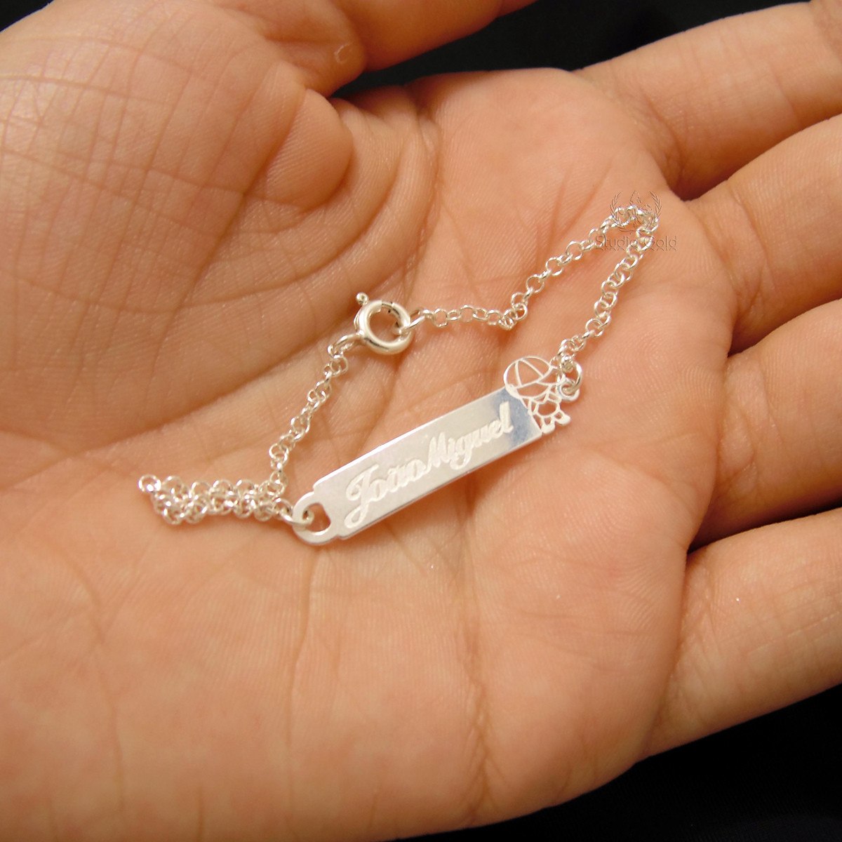 Pulseira De Bebe Com Nome Pulseira Infantil Bebê Nome Personalizado Prata Italiana 925 - R$ 29,99