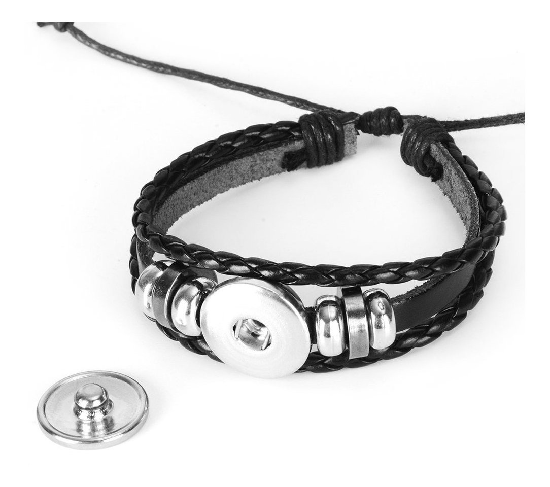 Pulsera enrollada de cuero blanco negro Love-corazón 524858