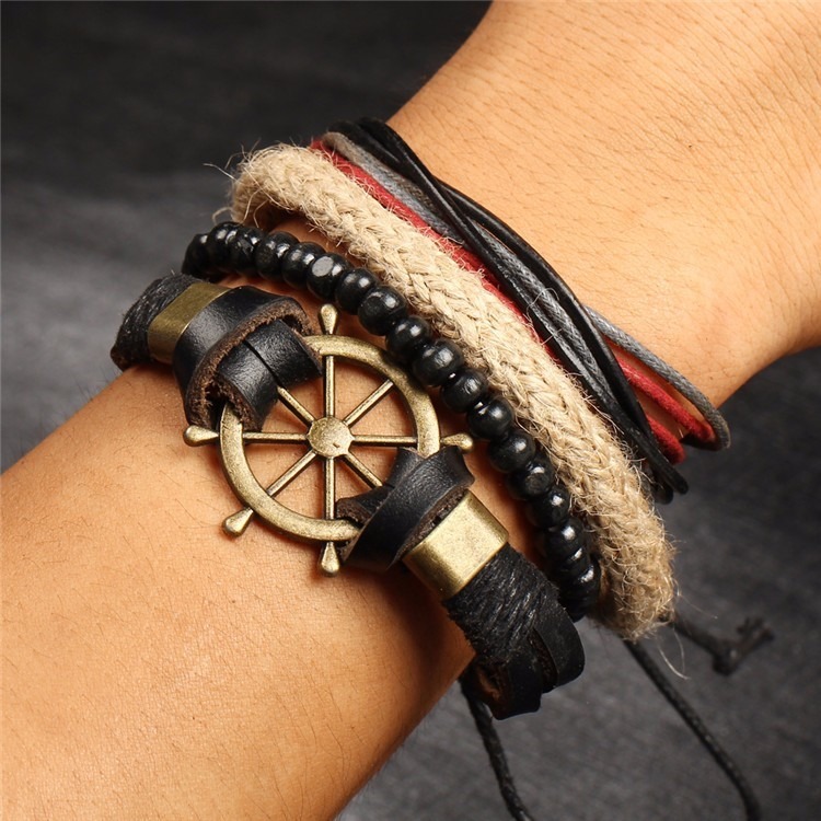 Pulsera de Piel Timón y Cuerda