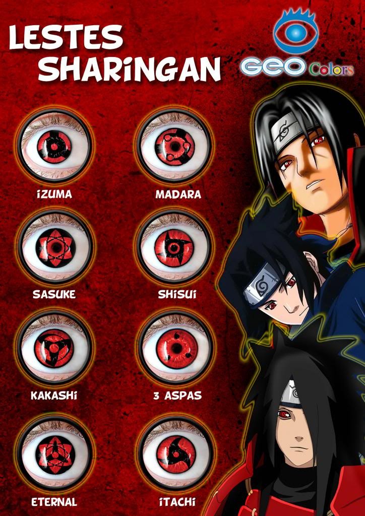 Pupilentes Naruto Sharingan Itachi, Rinnegan, Mangekyo 