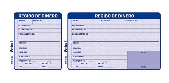 Recibo De Dinero 1/3 Carta Pc Form Blanco-azul 50h 10 