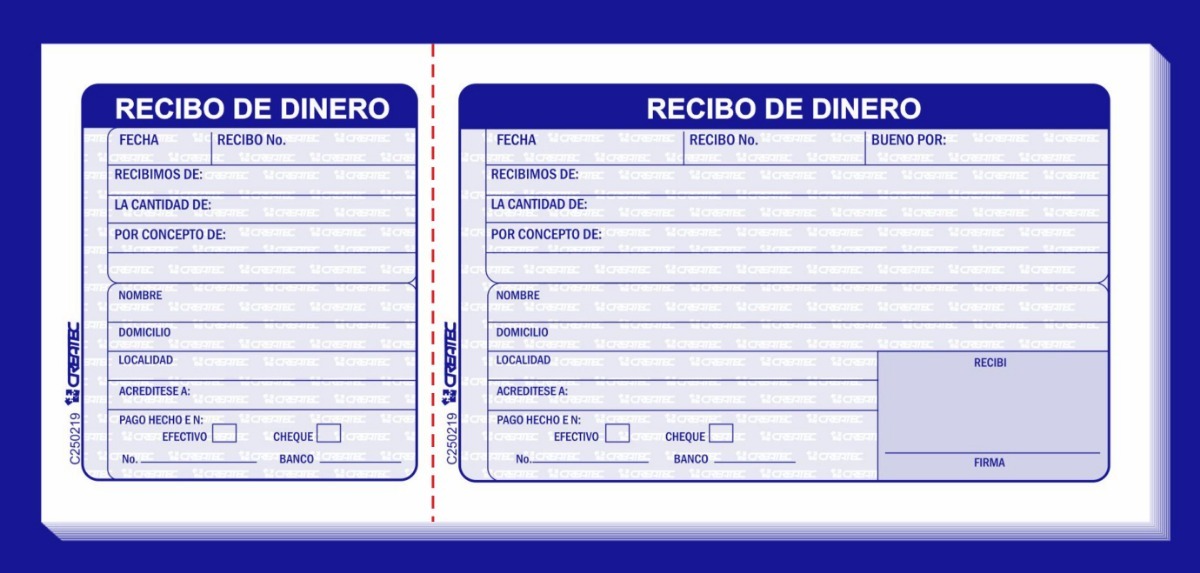 Recibo De Dinero 50 Hojas 1/3 Carta (10 Blocks) - $ 400.00 