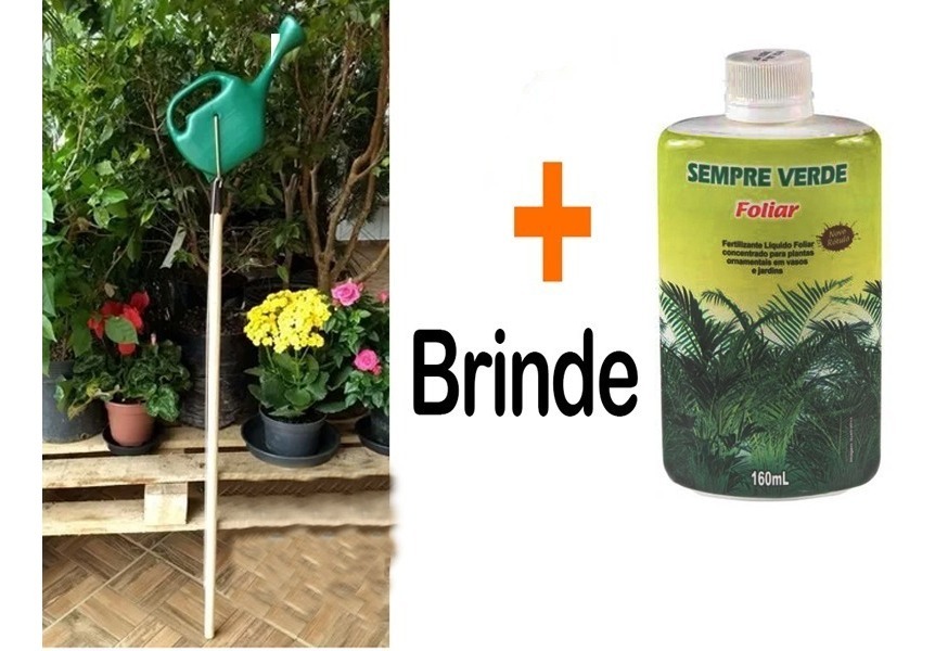 Regador De Plantas Com Cabo Extensor Regador Cabo Madeira Plantas Suspensas Samambaia 1l +brinde - R$ 54,90