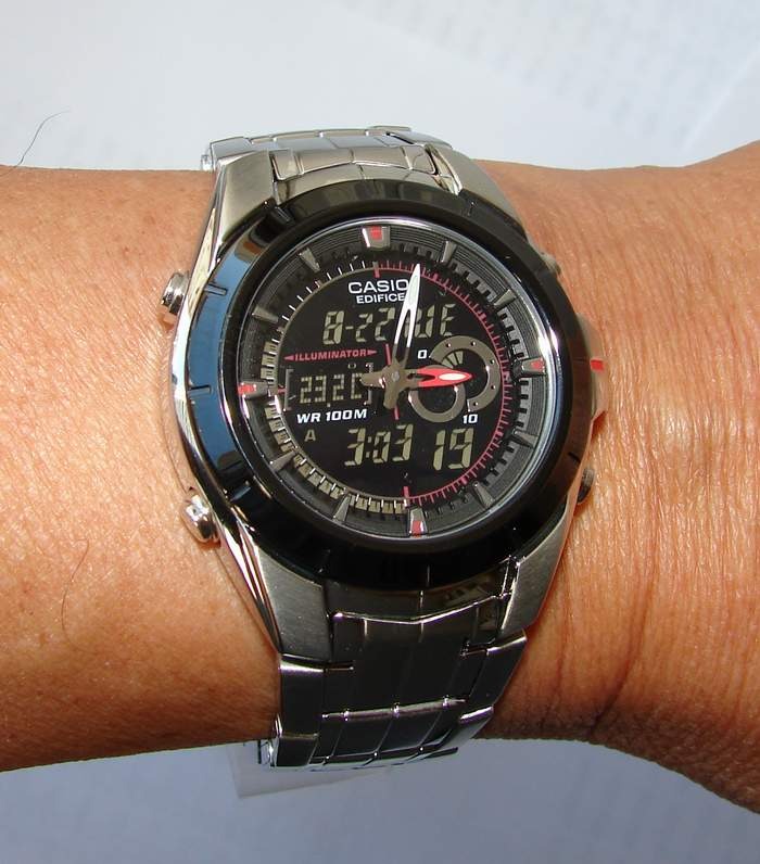 Relogio Casio Efa 119bk Aço Ana Digi Crono Alarm Bonito Eleg - R$ 419,00 em Mercado Livre