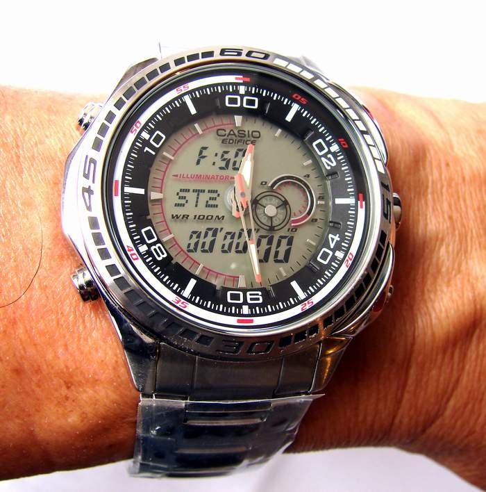 Relogio Casio Efa-121d-7 Ana Digi-crono Alarm-grande Pesado - R$ 343,99 em Mercado Livre