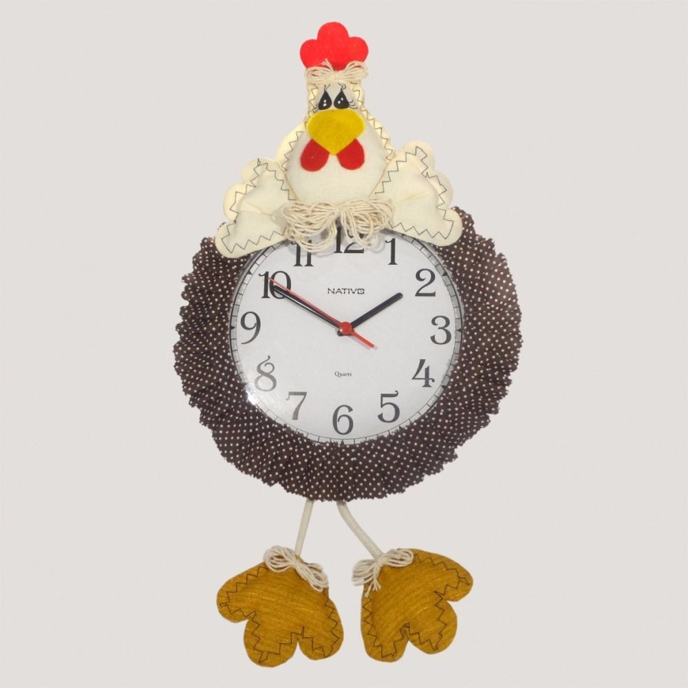 Relógio De Parede De Cozinha Galinha Artesanal