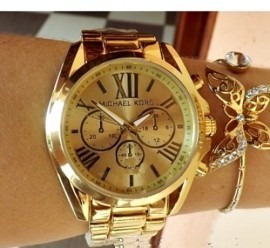 Relógio Feminino Dourado Estilo Michael Kors Ultima Moda!!! - R ...