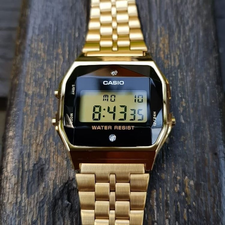 Reloj Casio A159 Dorado Edicion Vintage Con Diamantes - $ 1,499.00 en Mercado Libre