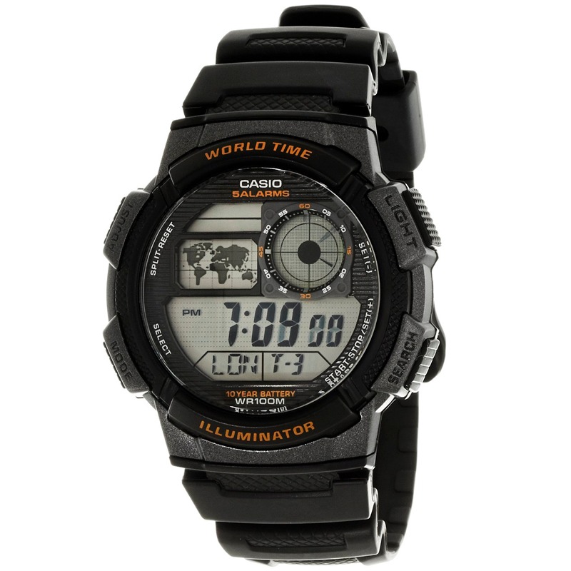 Alarma Mundial Sumergible100m Hombre 1000w Casio Reloj Ae 1a 35R4AjL