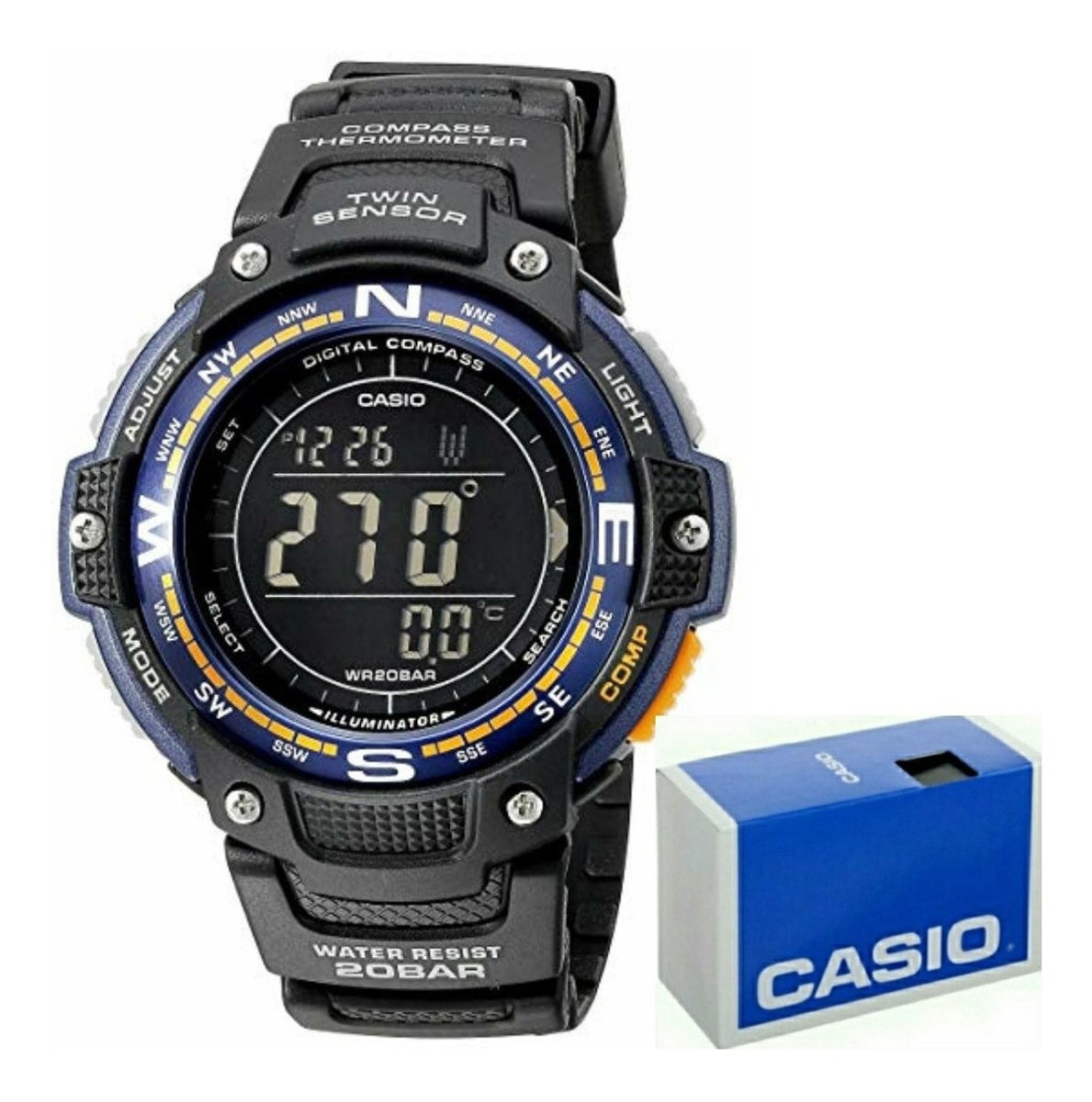 Termomet Reloj Brujula Digital Cronometro Sgw100 Negro Casio LjqGSzVpUM