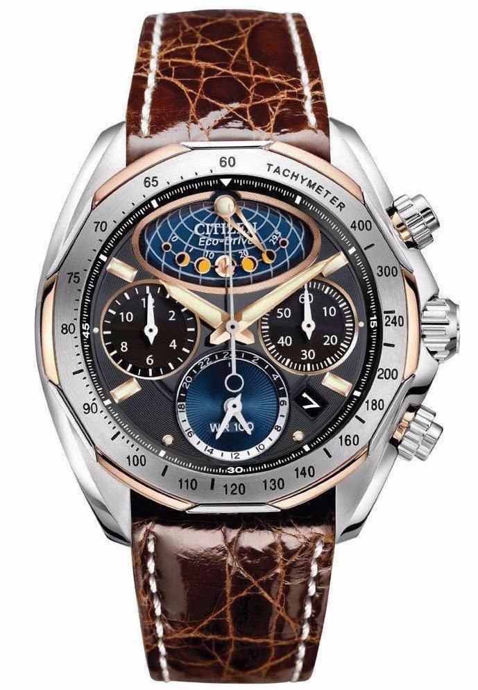 Reloj Citizen Eco-drive Moon Phase Piel Café Av3006-09e - $ 32,599.00 en Mercado Libre