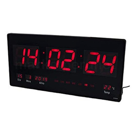 Reloj Digital De Pared Led 46x22cm Temperatura Calendario
