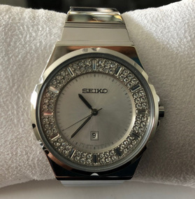 Mujer Bisel Doble Seiko Reloj Swarovsky CerdoQxBW