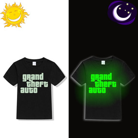 Remera Gta V Logo Niño Brilla En La Oscuridad Tu Nombre - gta iv logo shirt roblox