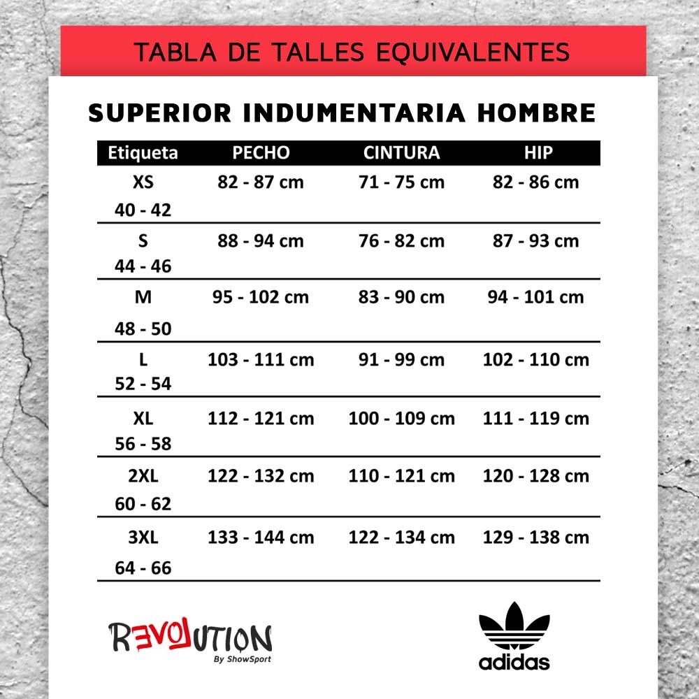 tabla de medidas adidas hombre