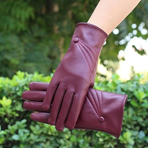 Remiel Store Women Girl Luxurious Leather Touchscreen Winter Super Warm Cashmere Gloves