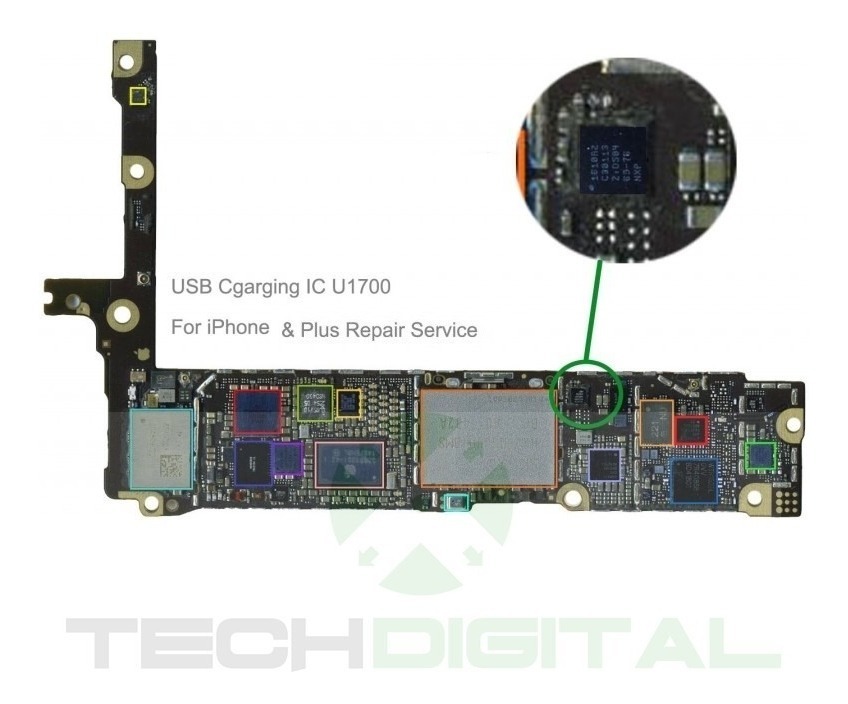 placa madre IPhone 7 u2 IC CHIP reparación chip de carga reparación no carga