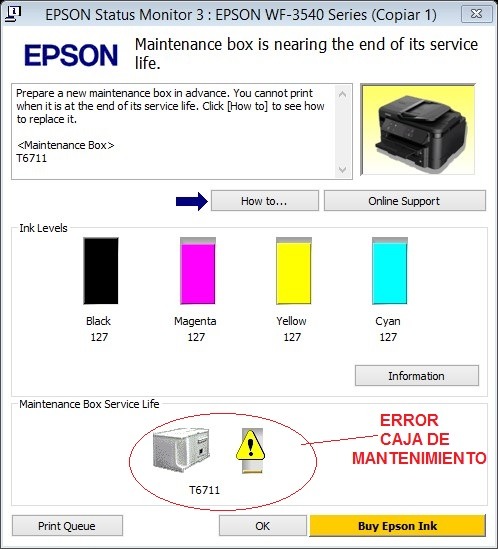 Reset de Epson L555 manual