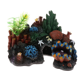 coral artificial Uniclife color amarillo Adorno para acuario de acuario con efecto brillante