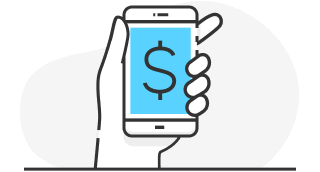 Uma mão segurando celular com ícone de dinheiro, ilustrando crédito sob medida.