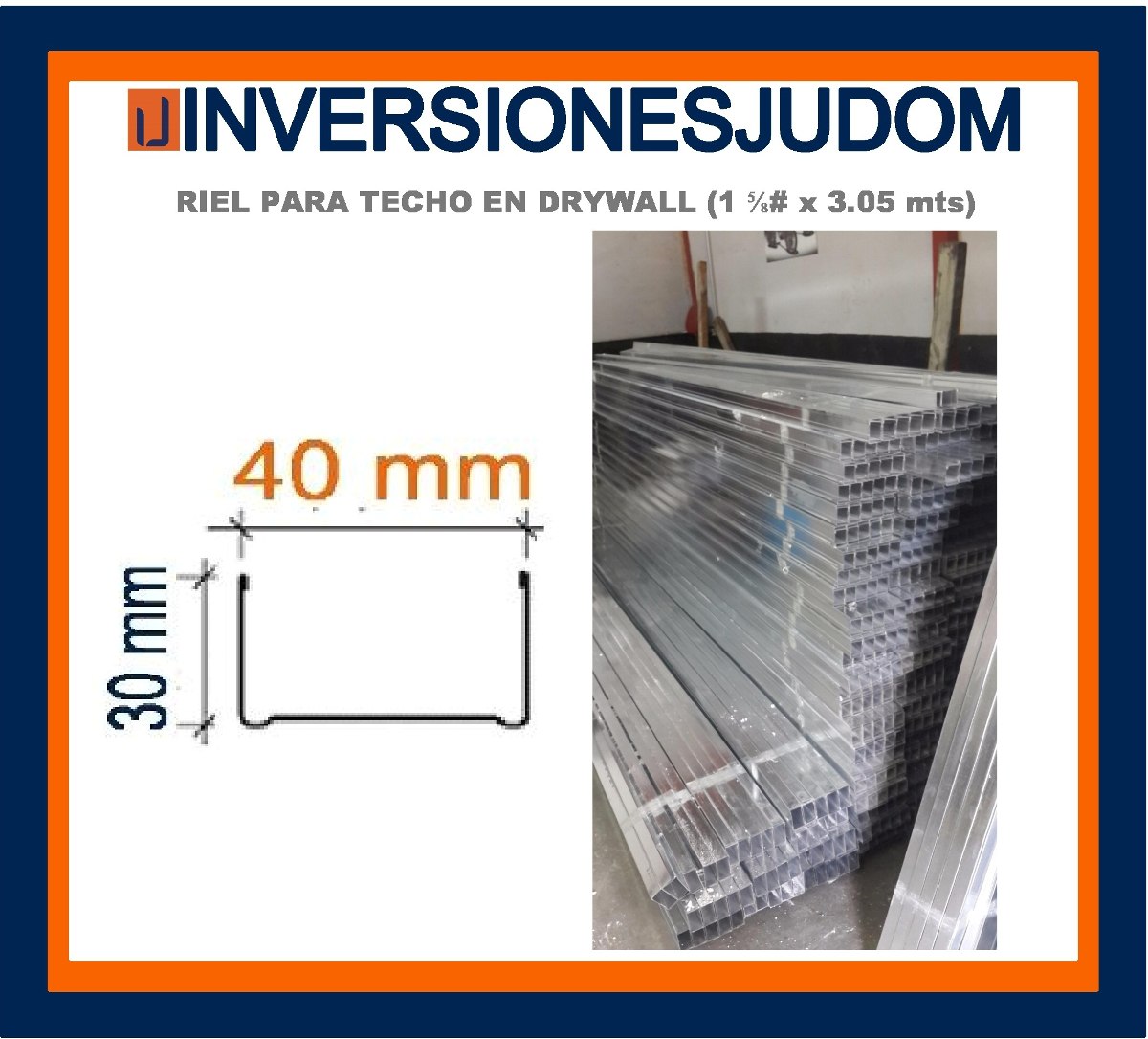 Riel Para Fabricación De Techos En Drywall (1 5/8 X 3.05 Mt) - Bs. 49.
