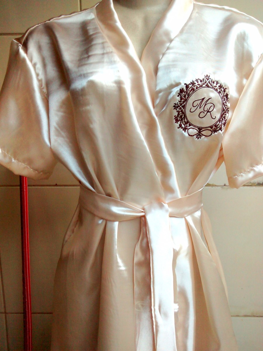 Robe De Cetim Bordado Personalizado - Noiva-madrinha - 5 