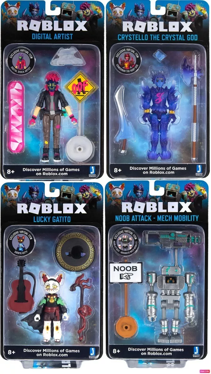 Rainbow Toys Mx Roblox Set 4 Figuras Digital Artist Crystello Noob Y Lucky 1 329 05 - personaje noob de roblox