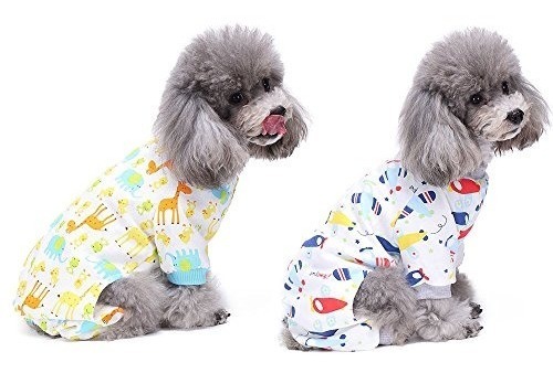 Juguetes y juegos HongYH 2-Pack Ropa para Perros Perros Gatos Onesie Pijamas de Perro Suave Algodón Puppy Rompers Mono de Mascota Acogedor Body para Perros pequeños y Gatos Juguetes y juegos Disfraces