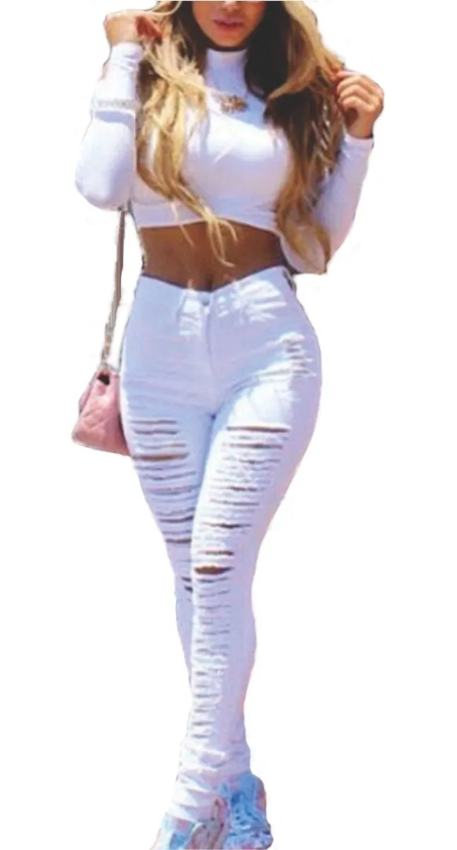 calça jeans rasgada na cintura