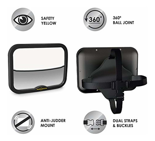 ROYAL RASCALS Baby Car Mirror for Back Seat Safest Shatterproof Baby Mirror for Car Rear View Baby Car Seat Mirror to See Rear Facing Infants and Babies Black Frame