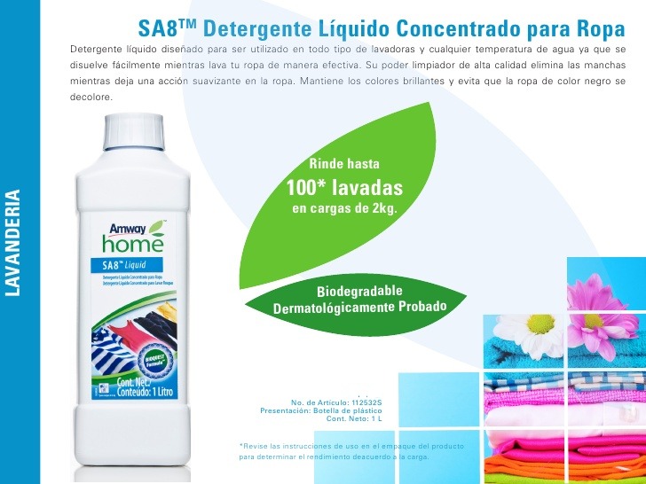 Sa8 Detergente Liquido Concentrado Para Ropa - $ 300.00 en Mercado Libre