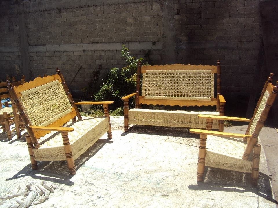 Sala de madera tejida en palma 7,500.00 en mercado libre