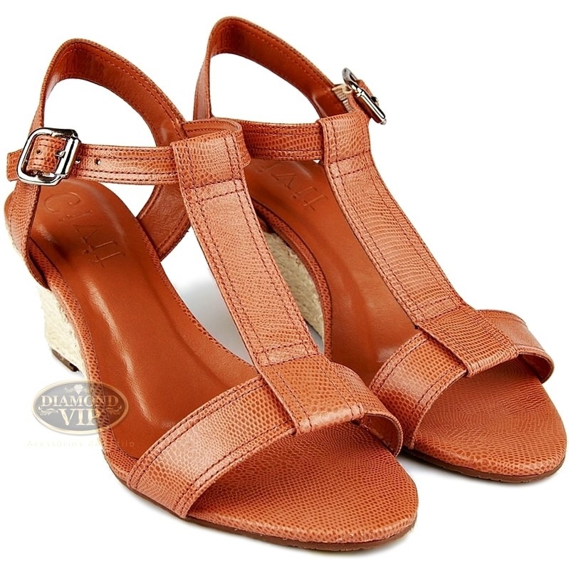 sandalia marrom salto baixo