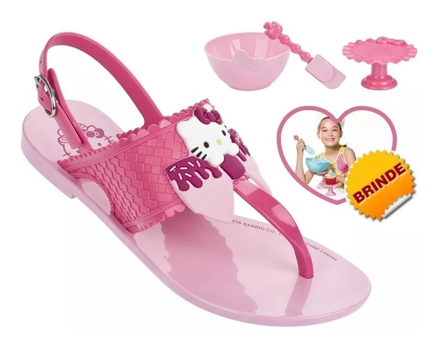Sandália Infantil Menina Hello Kitty Com Brinquedo De Brinde - R$ 44,90 em Mercado Livre