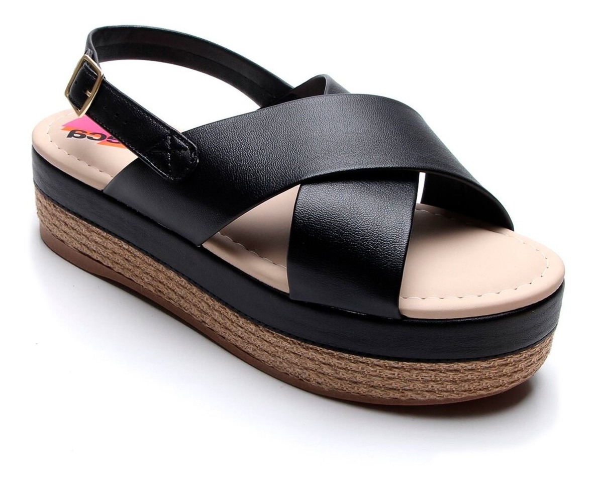 Sandália Moleca Flatform Napa Preta - Original + Nfe - R$ 129,90 em Mercado Livre