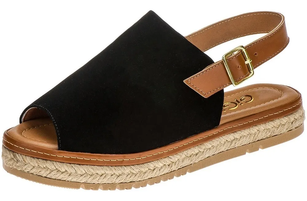 GIGIL.OFICIAL | Sandalias Femininas Flatform Anabela Sapato Rasteirinha Tratorada Mule Espadrille Sola Antiderrapante Flexível Conforto - R$ 59,99