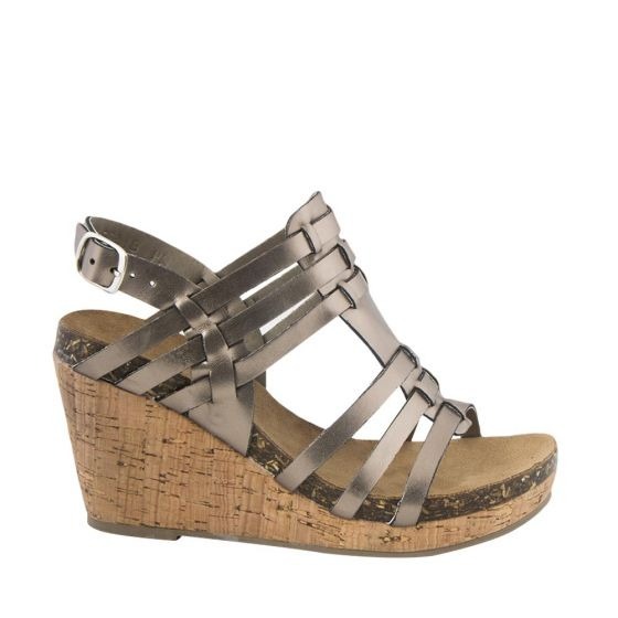 Cuña Romanas Sandalias Con Hebilla Metalizado Color Plata Y fIgYb7y6v