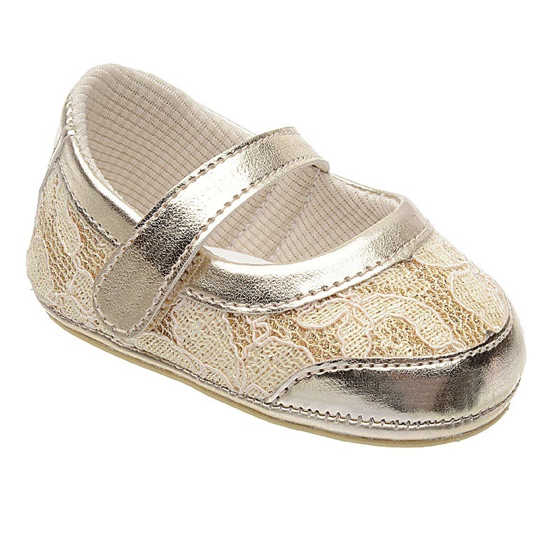 Sapatinho De Bebê Feminino Com Renda Dourado Baby I - R$ 62,90 em Mercado Livre