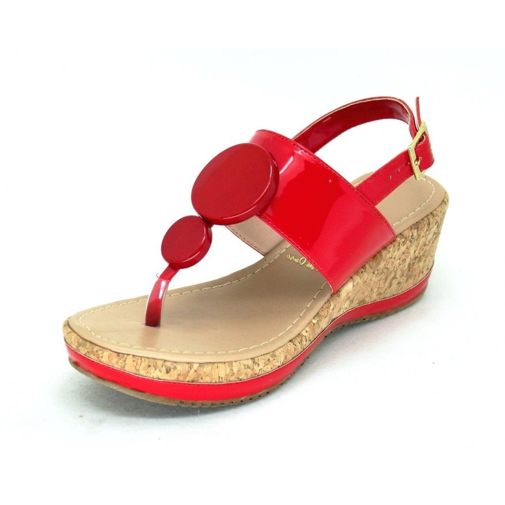 Sapato Anabela Fio De Ouro 7027 Vermelho Melancia - R$ 60,00 em Mercado Livre