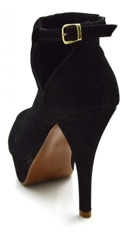 Onside Store | Sapato Feminino Tamanho Especial Couro Nobuck Preto - R$ 179,90