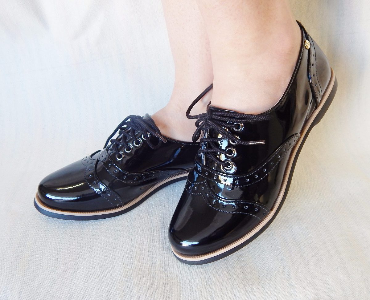 sapato oxford preto verniz