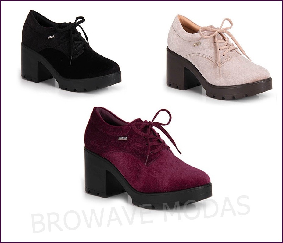 Sapato Oxford Quiz Veludo Sola Tratorado Preto Ref. 47-69202 - R$ 94,90 em Mercado Livre