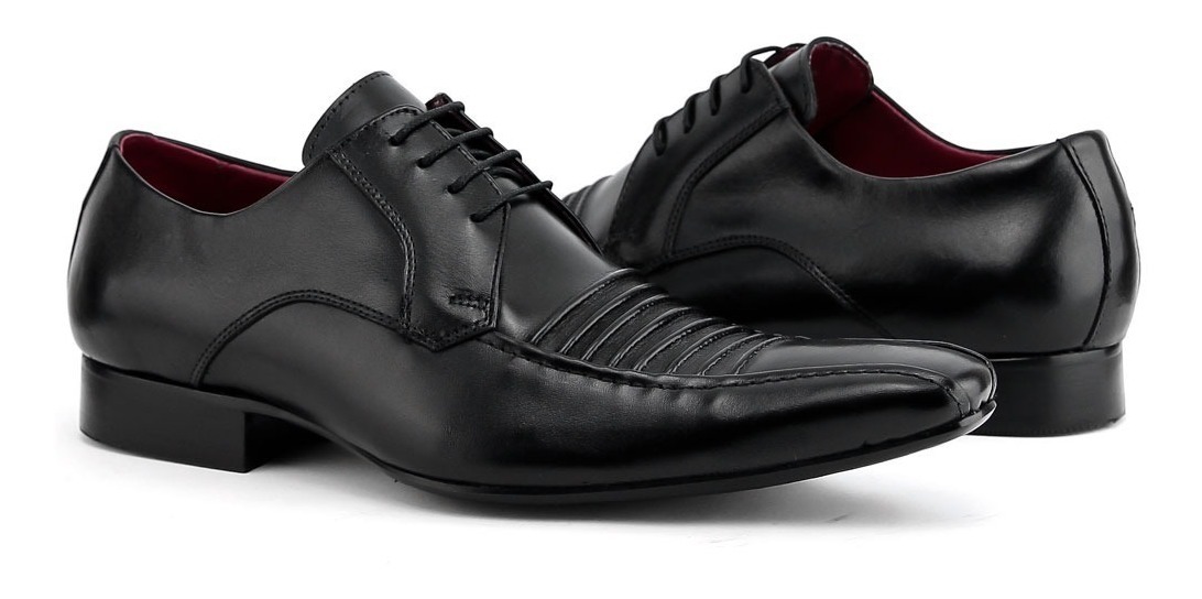 Sapato Preto 100% Couro Cadarço Masculino Social Italiano - R$ 179,00 em Mercado Livre