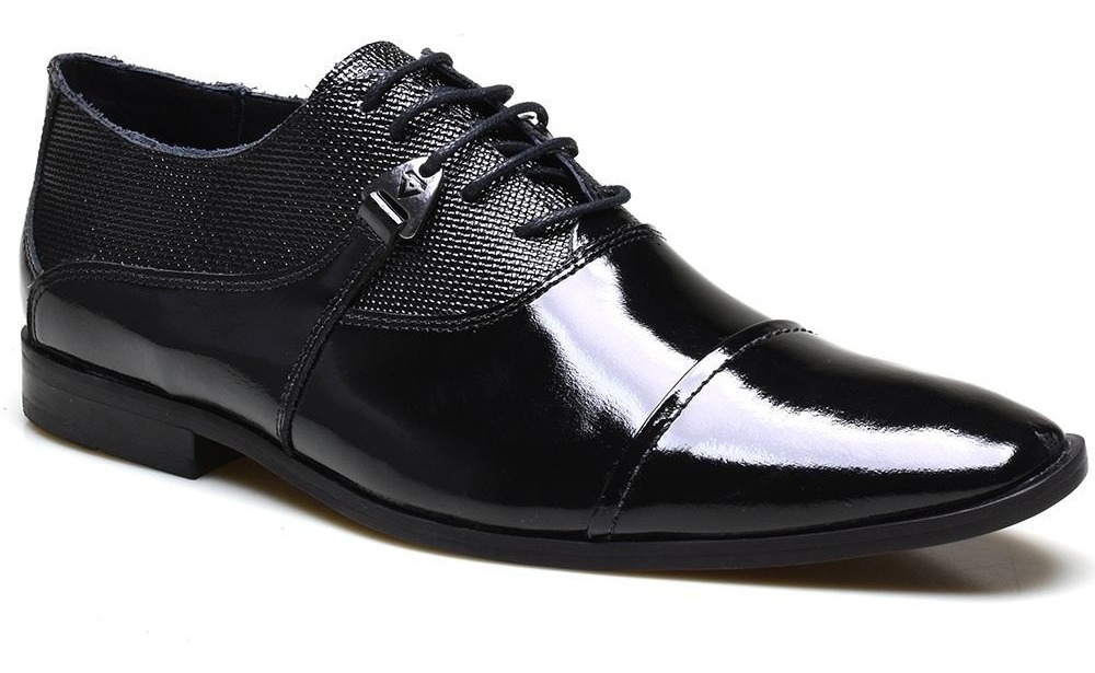 Sapato Social Calvest Em Couro Verniz E Atacador 3360c644 - R$ 95,00 em Mercado Livre