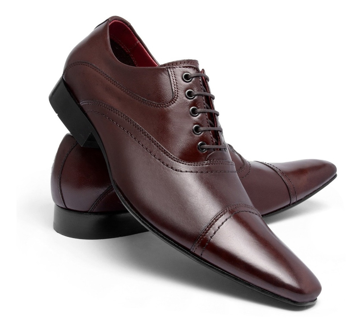 Sapato Social Masculino Estilo Amarrar Italiano Solado Couro - R$ 198,00 em Mercado Livre